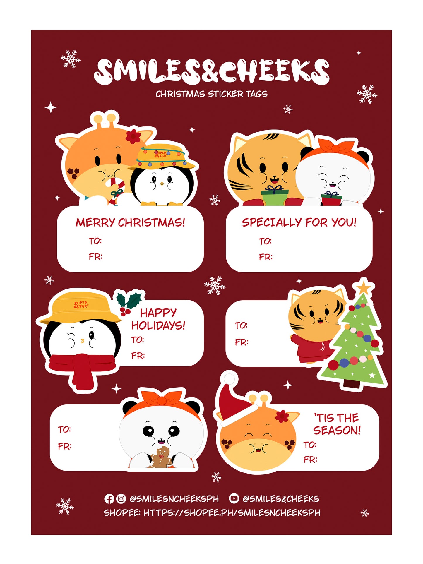 Smiles&Cheeks Christmas Sticker Tags